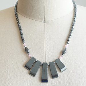 Graphite Grey Beaded Necklace